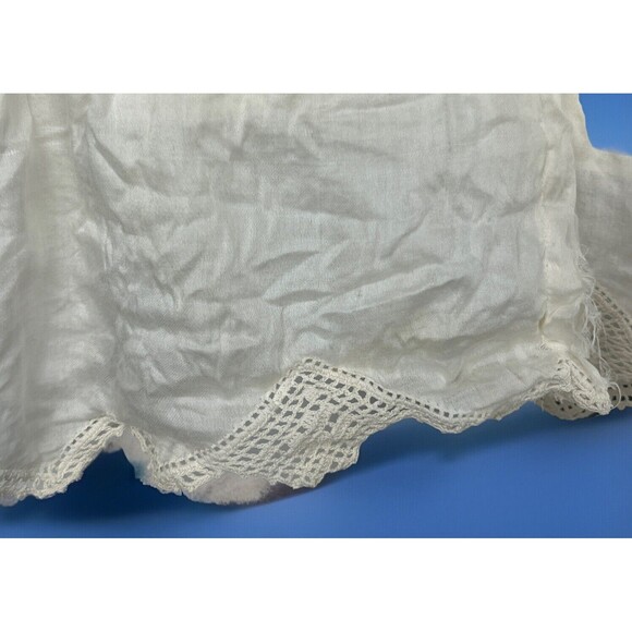 Antique Dress Slip Sleeveless Crochet Ruffle Hem Handmade Buttons Cream Country - Picture 5 of 7